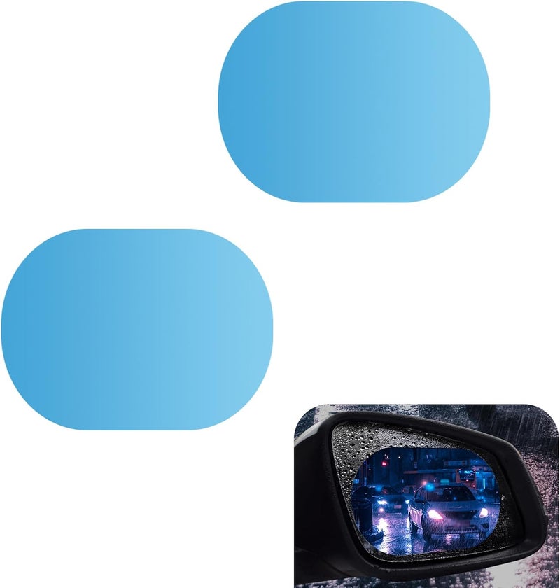 Eratus 2 PCS Car Rear View Mirror Waterproof Film, Anti Fog Glare Rear View Mirror Sticker, HD Protective Clear Rainproof Film, Rain Proof Film for Car Window, Universal for Cars (Transparent) - Image 1